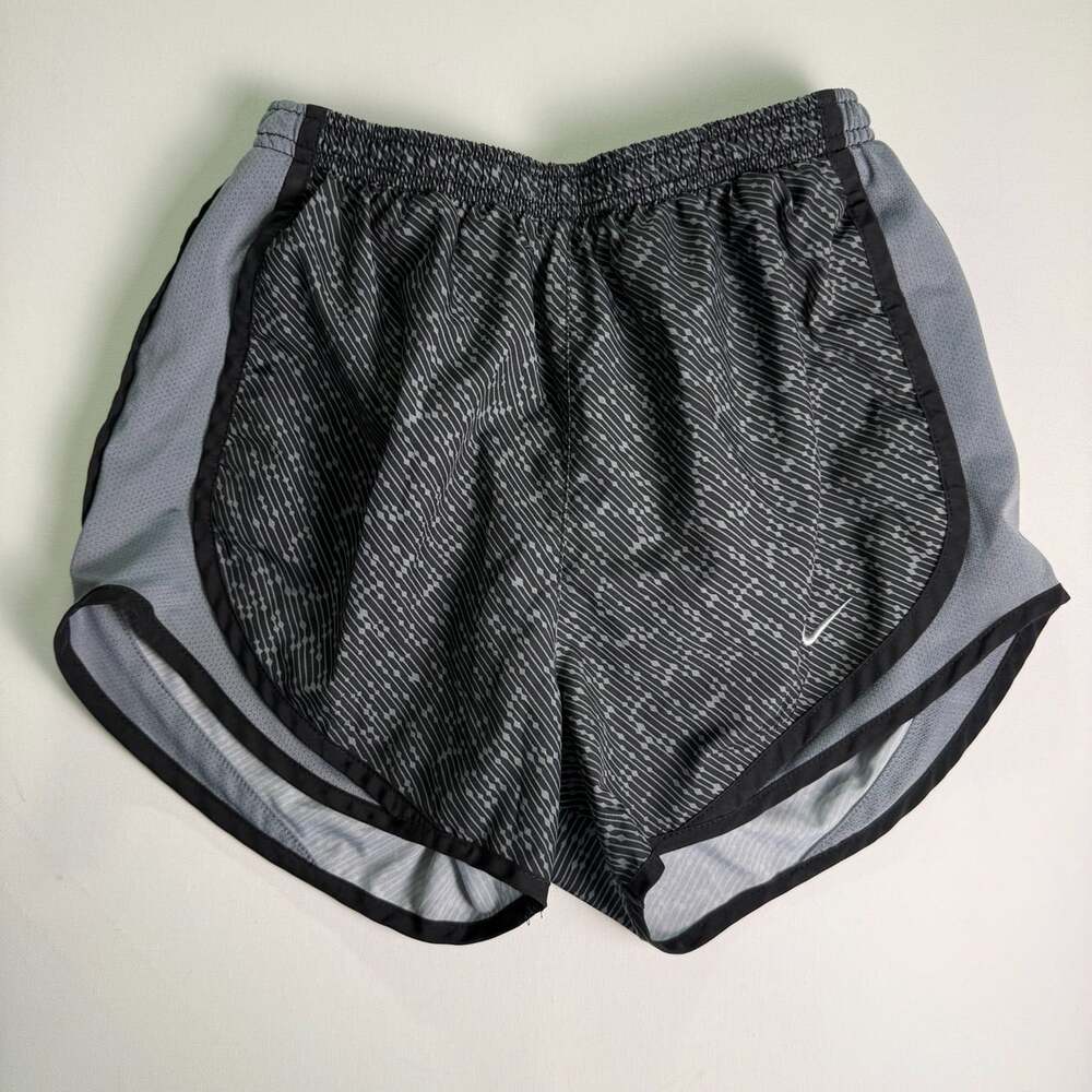 Nike Womens Tempo Running Shorts XS Gray Black Dotted Pattern Dri-FIT Athletic